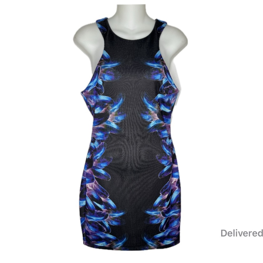 $20 Bundled💥 bebe Black Blue Sleeveless Bodycon Mini Dress Sz S Bin S
